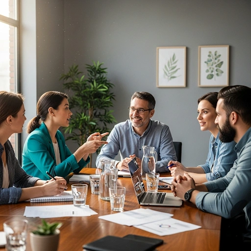 A group of non profit professionals negotiation techniques non-profit professionals, demonstrating effective communication skills.