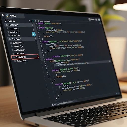 A laptop screen displaying lines of code, symbolizing coding tutorials and programming development.