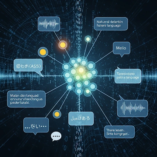 Abstract graphic representing AI and natural language processing.