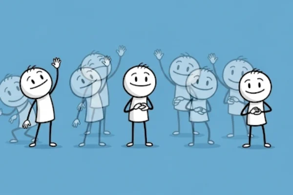 showing a doodle character waving in an animated loop with onion skin ghost frames, symbolizing how to create animated GIFs from doodles using digital painting techniques.